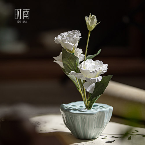 陶瓷莲蓬小花器中式插花碗花艺干花鲜花水培器皿茶席茶桌陶瓷摆件