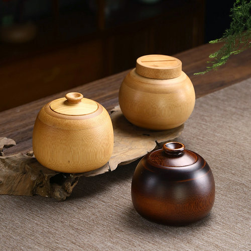 竹制茶叶罐密封储茶竹筒圆形便携中式复古包装小号罐子竹木茶叶盒