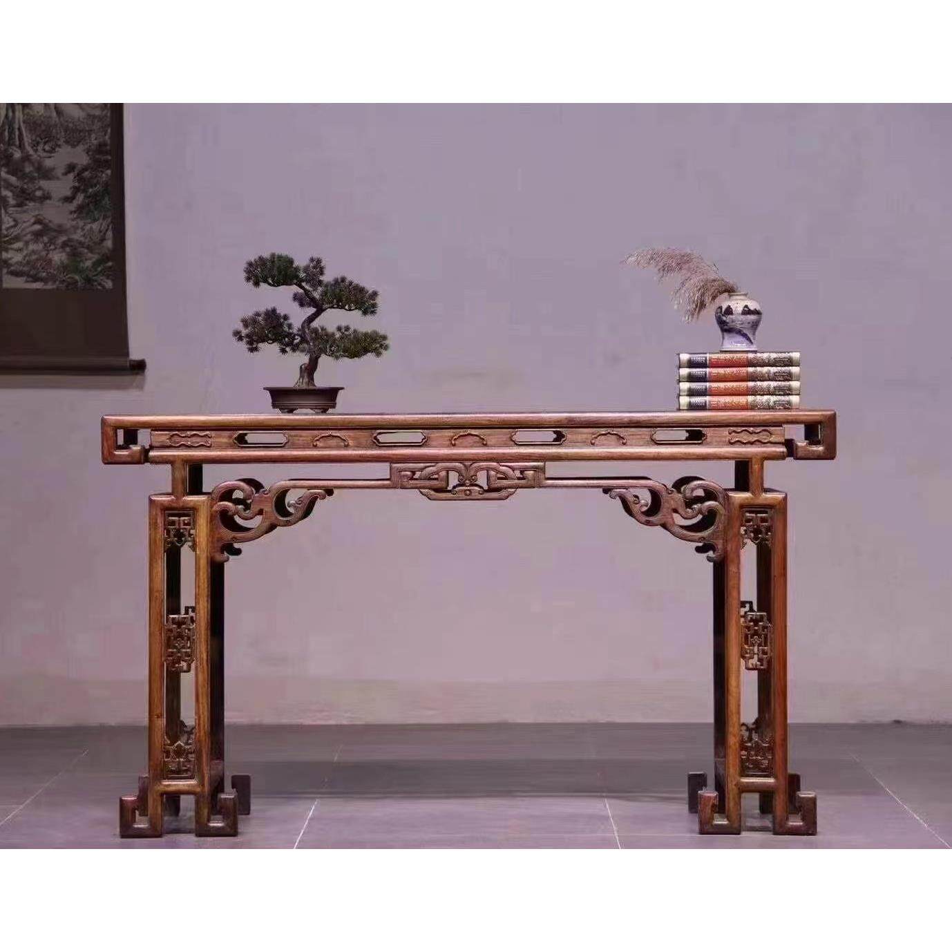 明清仿古做旧实木琴案条案台供桌书法桌小画案办公桌中式实木仿古