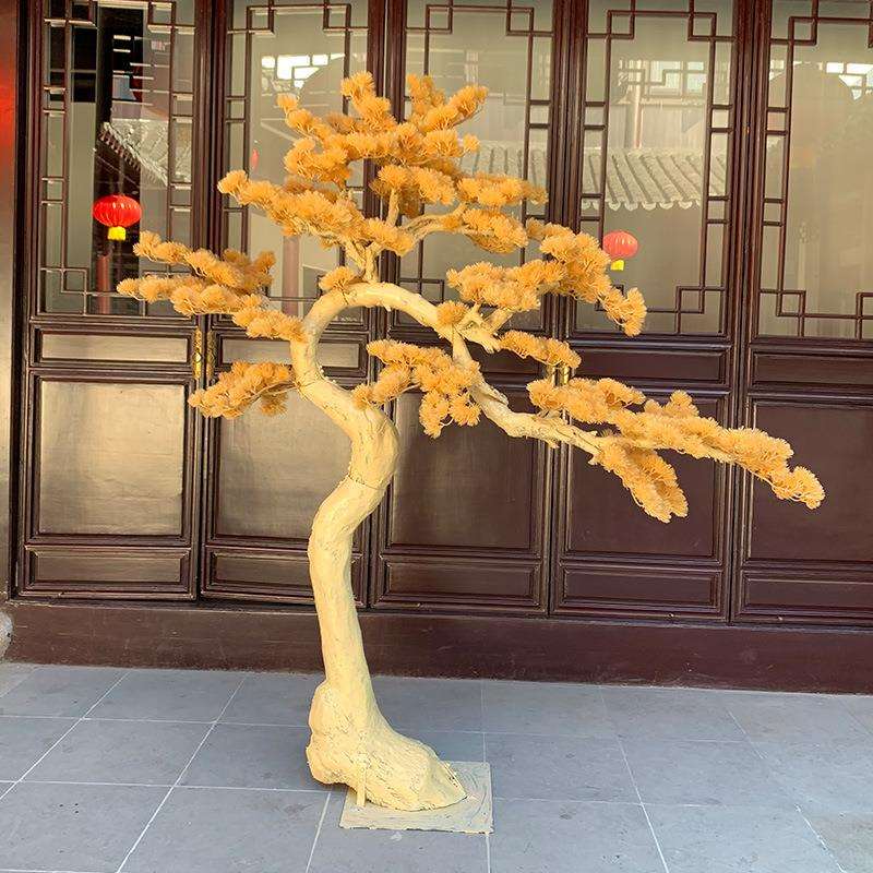 迎客松装饰绿植松树罗汉松雪松马尾松高端松木装饰软装室内装饰树