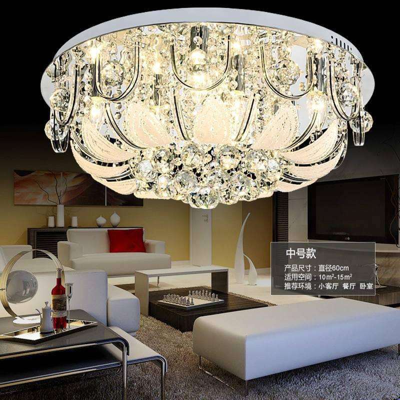 现代简约大气卧室灯吸顶灯欧式水晶灯led客厅灯圆形灯具餐厅家用