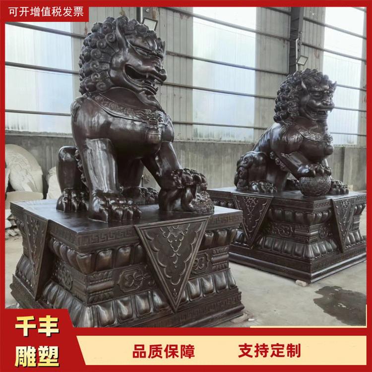 制作飞狮铸铜雕塑 景观大型铜狮子 商场酒店门口摆件千丰
