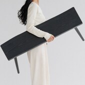 叁几 凳实木整板自然边茶桌长凳 侘寂风白蜡木碳化长条凳玄关换鞋