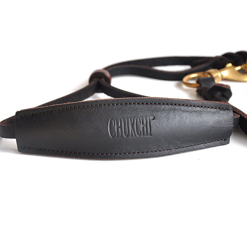 CHUKCHI牛皮牵引绳狗狗项圈套装宠物P链颈带中大型犬用遛狗绳024