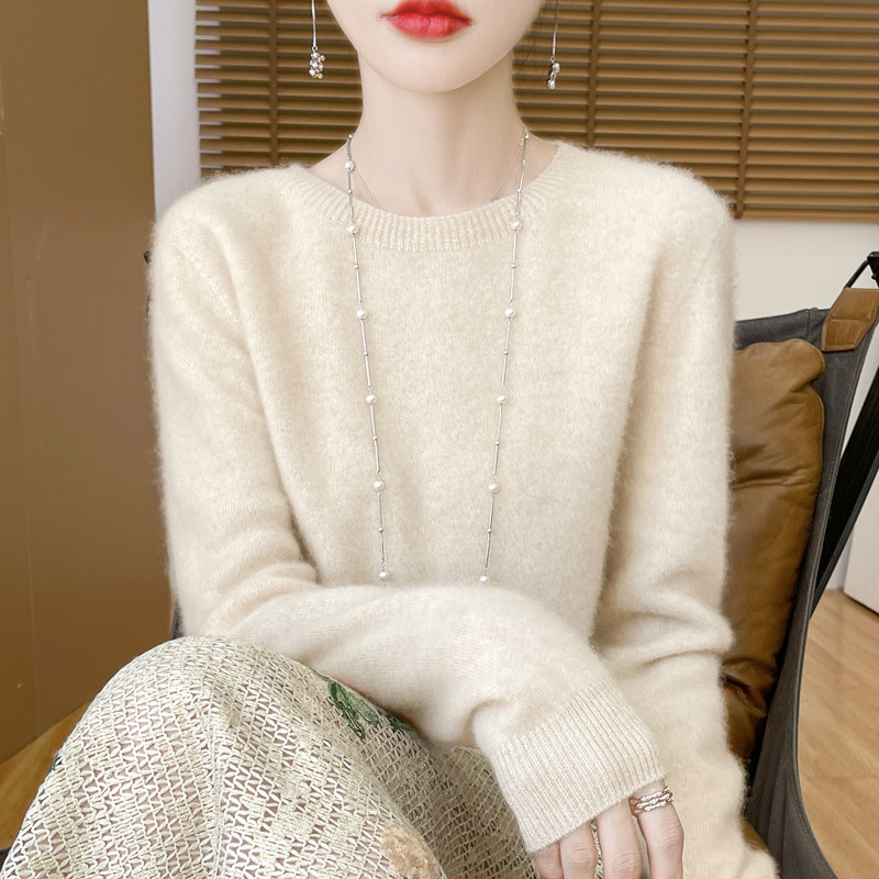 100%羊毛圆领长袖女打底针织衫