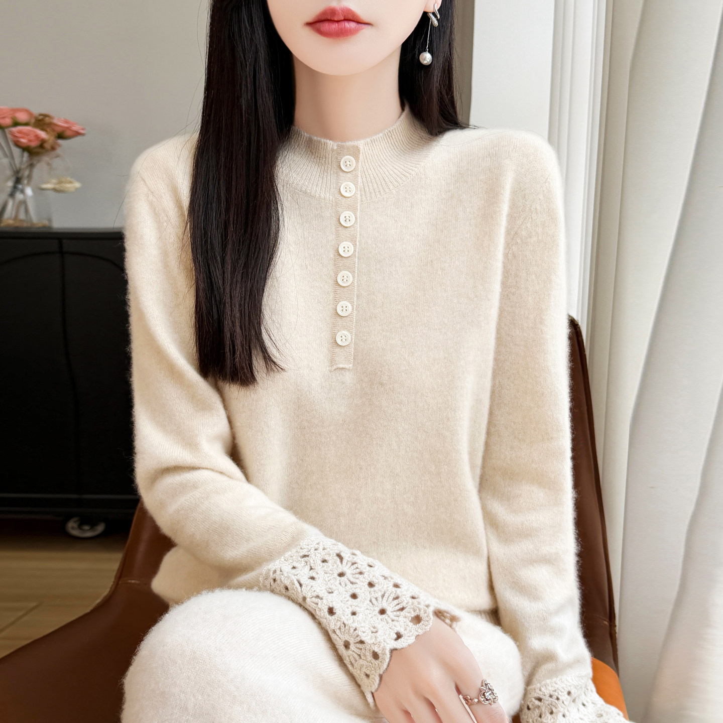 26秋冬纯羊毛半高领保暖毛衣女