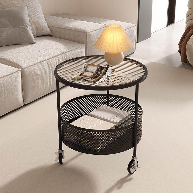 家用奶油风移动小推车小户型沙发边几圆形简约茶几客厅卧室小圆桌,3C数码配件,USB灯,淘宝优惠券,粉丝福利购,淘宝优惠卷