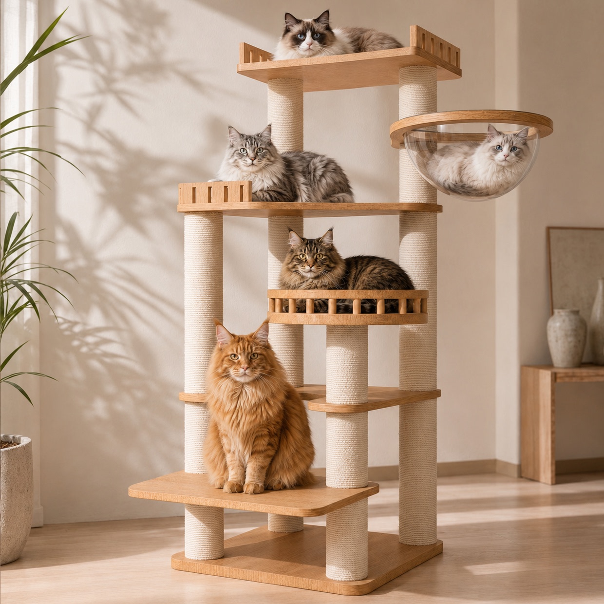 【大猫专用】实木猫爬架太空舱图片