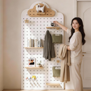定制实木一体洞洞板挂衣架置物架造型墙墙面装饰木质挂板展示架