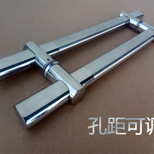 玻璃门拉手加厚不锈钢大拉手铁门木门孔距可调活动脚扁管星点把手