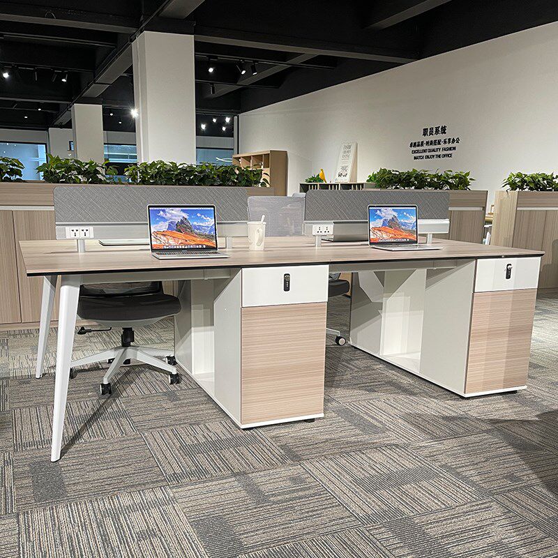 办公桌职员桌椅组合简约现代职员员工4/6人位延伸面对面桌椅组合