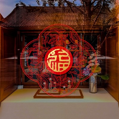中式橱窗春节福字装饰玻璃门贴纸过年布置氛围窗贴窗花无胶静电贴