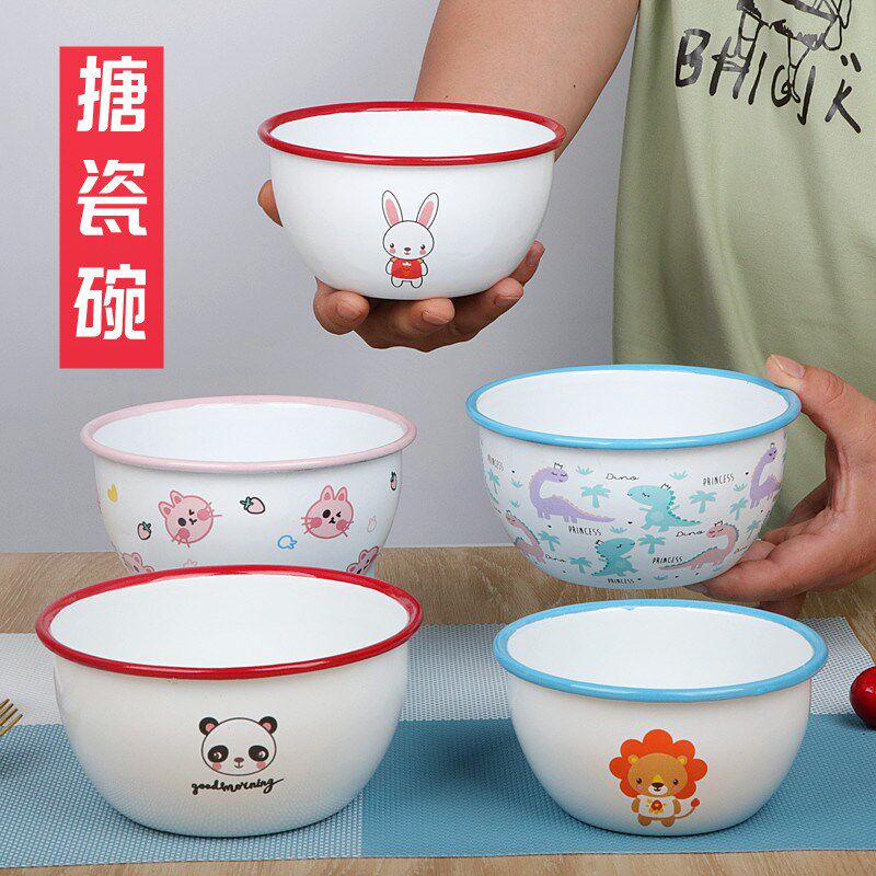 加厚搪瓷卡通碗 加深汤碗 怀旧搪瓷碗搅拌碗 泡面碗怀旧饭碗大碗