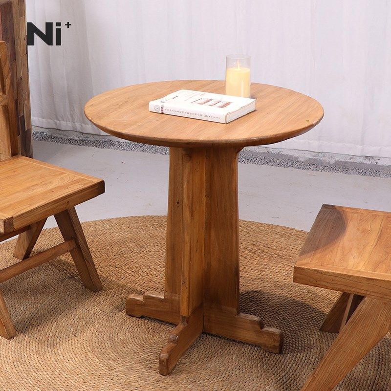 Ni+尼家侘寂风实木餐桌椅组合民宿咖啡桌椅庭院洽谈圆桌阳台桌子,住宅家具,实木餐桌,淘宝优惠券,粉丝福利购,淘宝优惠卷