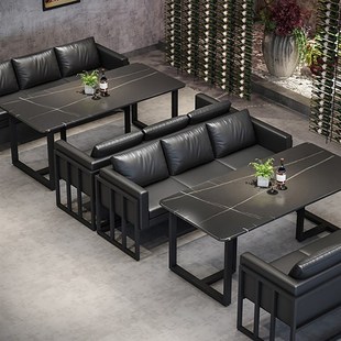 复古酒吧桌椅组合清吧工业风餐馆餐桌小酒馆休闲区咖啡厅卡座沙发