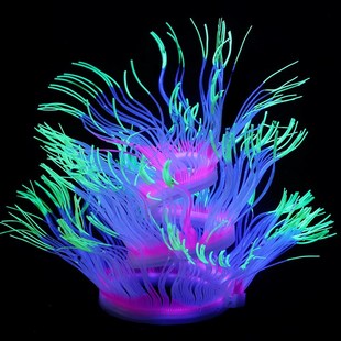 水族工艺品造景硅胶仿真百变海葵珊瑚带荧光点鱼缸装 饰用品SH020
