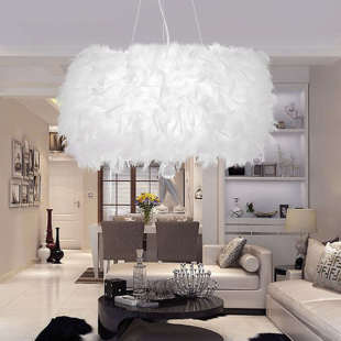 简卧室创意包区吊灯7艺术欧至6吊灯简约羽毛吊灯限家装 羽毛圈节