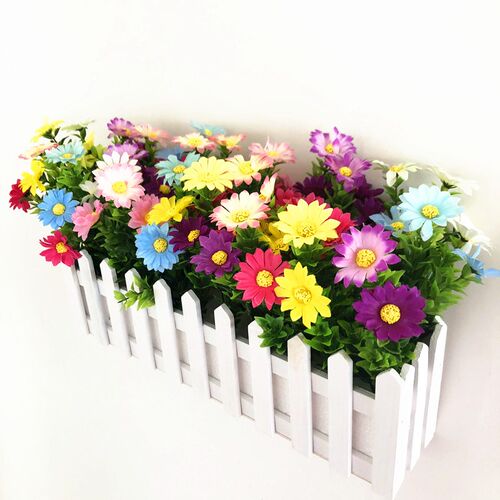 仿真花假花绢花摆放塑料花墙角遮挡仿真绿植摆件田园小雏菊栅栏花