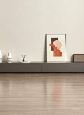 全实木电视柜地台柜免漆落地大小户型客厅黑白灰色极简2023年新款