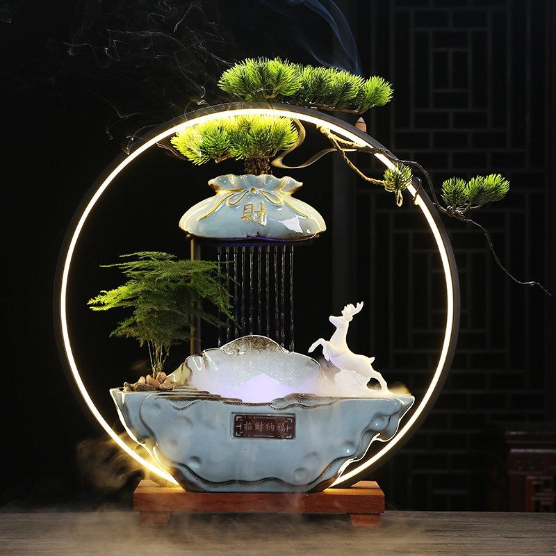 招财进宝流水摆件水循环喷泉客厅办公室桌面吧台高档乔迁开业礼品,家居饰品,流水摆件,淘宝优惠券,粉丝福利购,淘宝优惠卷