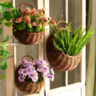 柳编壁挂花篮墙面装饰创意家居客厅卧室阳台墙上壁饰餐厅墙壁挂件
