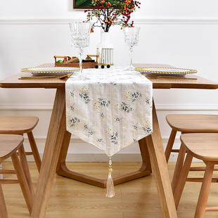 田园乡村丁香花桌旗餐桌布茶席茶台布艺长条茶几桌布茶桌垫布床旗