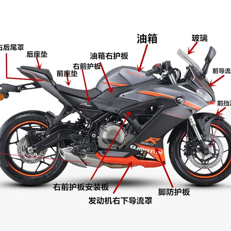 钱江QJ350GS-3F赛350左右脚护板头罩面板底罩油箱尾罩玻璃前挡泥,摩托车/装备/配件,摩托车导流罩,淘宝优惠券,粉丝福利购,淘宝优惠卷