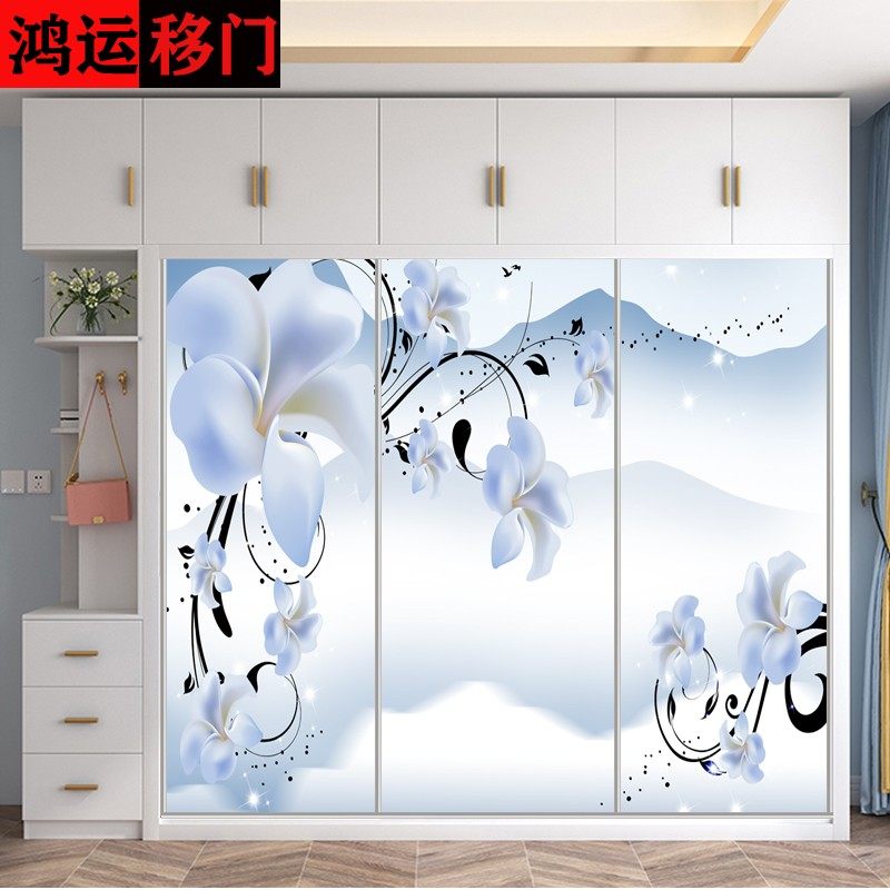 定制衣柜移门钢化玻璃 衣橱推拉门定做壁柜滑动门 衣帽间柜门简约