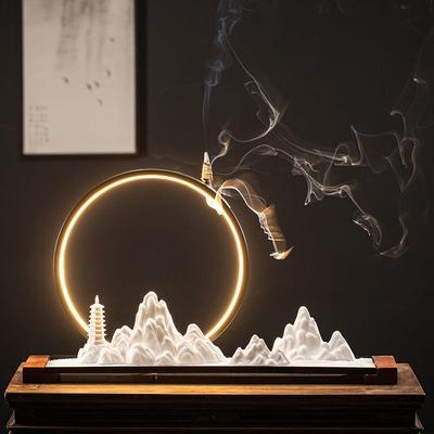 新款/ 新中式陶瓷假山禅意摆件创意室内造景客厅玄关桌面装饰摆∑