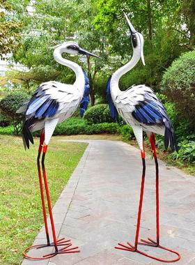 户外园林仿真仙鹤摆件新中式别墅花园景区造景铁艺动物装饰工艺品