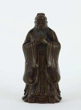 纯黄铜孔子铜像摆件创意中式家居客厅办公室装饰摆件工艺礼品