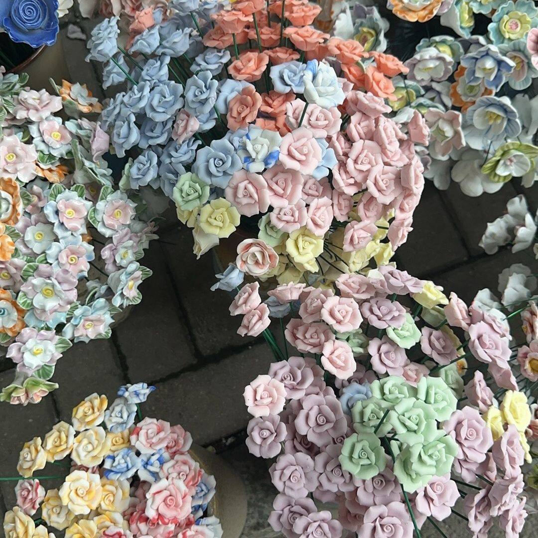 非遗陶瓷牡丹瓷花束手工仿真永生花摆件情人节生日礼物送妈妈闺蜜
