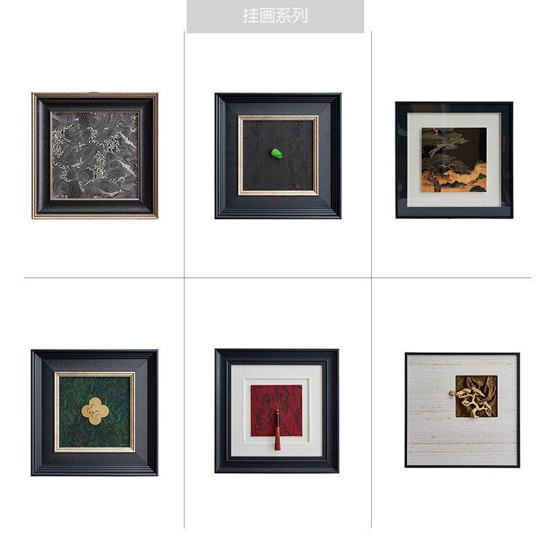 中式别墅小样板间书柜背景画民宿酒店茶舍软装设计走廊过道艺术画