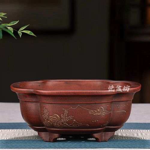 精品铁画轩紫砂花盆仿古多肉盆景盆陶瓷多肉云竹菖蒲金弹子黄杨盆