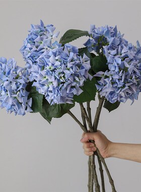 高品质蓝色绣球花保湿手感仿真花客厅餐桌别墅摆设高档婚庆假花