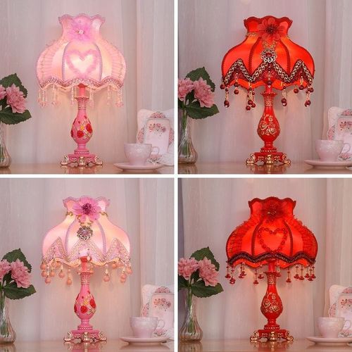 结婚台灯卧室长明灯床头灯婚房婚庆浪漫温馨欧式装饰房间红色代发