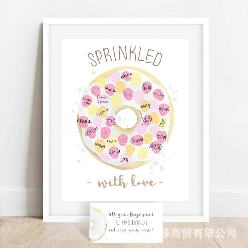 自定义指纹画框签名簿宾客甜品商务活动婚礼甜甜圈派对画框签到台