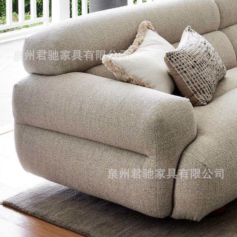 北欧棉麻布艺沙发简约现代小户型客厅直排三人位奶油风布休闲沙发