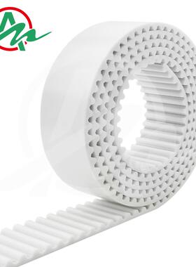 白色聚氨酯钢丝齿型传动带SHTD35814M自动分拣机皮带PU开 口同步