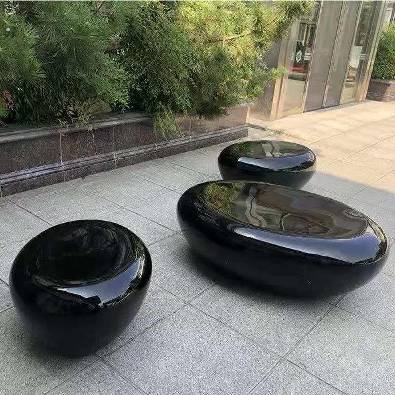 玻璃钢户外鹅卵石座椅公园商场酒店美陈石头坐凳组合鹅卵石休闲椅