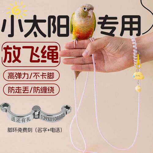 鹦鹉放飞绳超轻玄凤小太阳专用外出牵引绳脚环不伤脚户外遛鸟神器