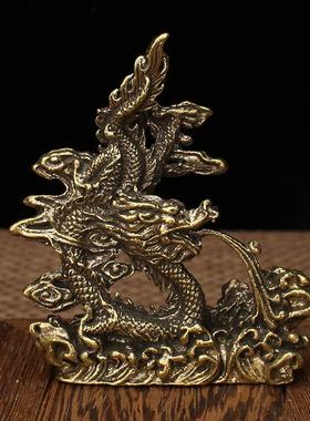 唐腾全黄铜龙戏水摆件墨斗喜上枝头金龙鱼摆件礼品居家办公小摆件