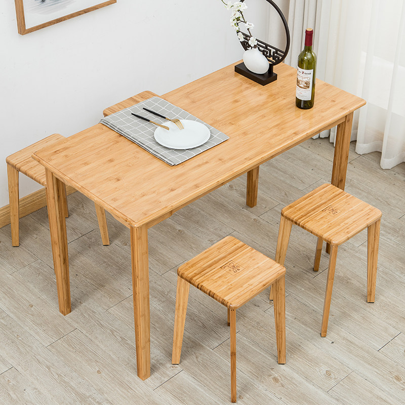楠竹桌子儿童学习桌吃饭桌长方形家用小户型餐桌实木书桌写字桌