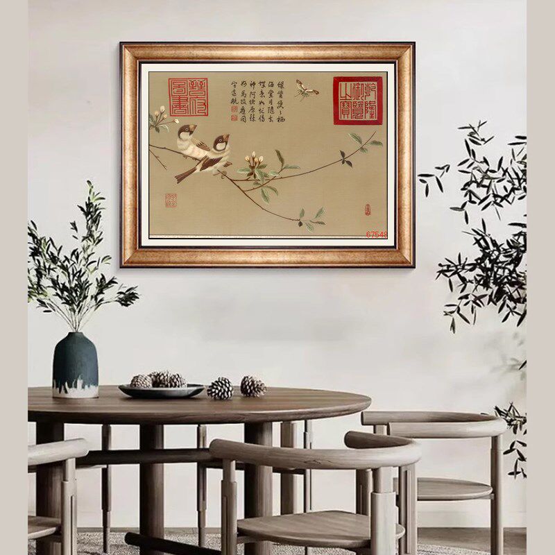苏绣DIY套件初学 针迹 淡雅古画宋人花鸟-12 客厅卧室 刺绣装饰画