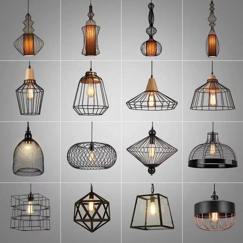 复古小吊灯工业风铁艺吧台烧烤店个性创意鸟笼灯罩美发店铺商用灯,家装灯饰光源,智能吊灯,淘宝优惠券,粉丝福利购,淘宝优惠卷