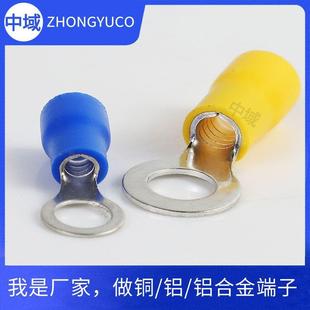12紫铜 黄铜镀锡带护套线耳 RV圆形冷压预绝缘端子5.5