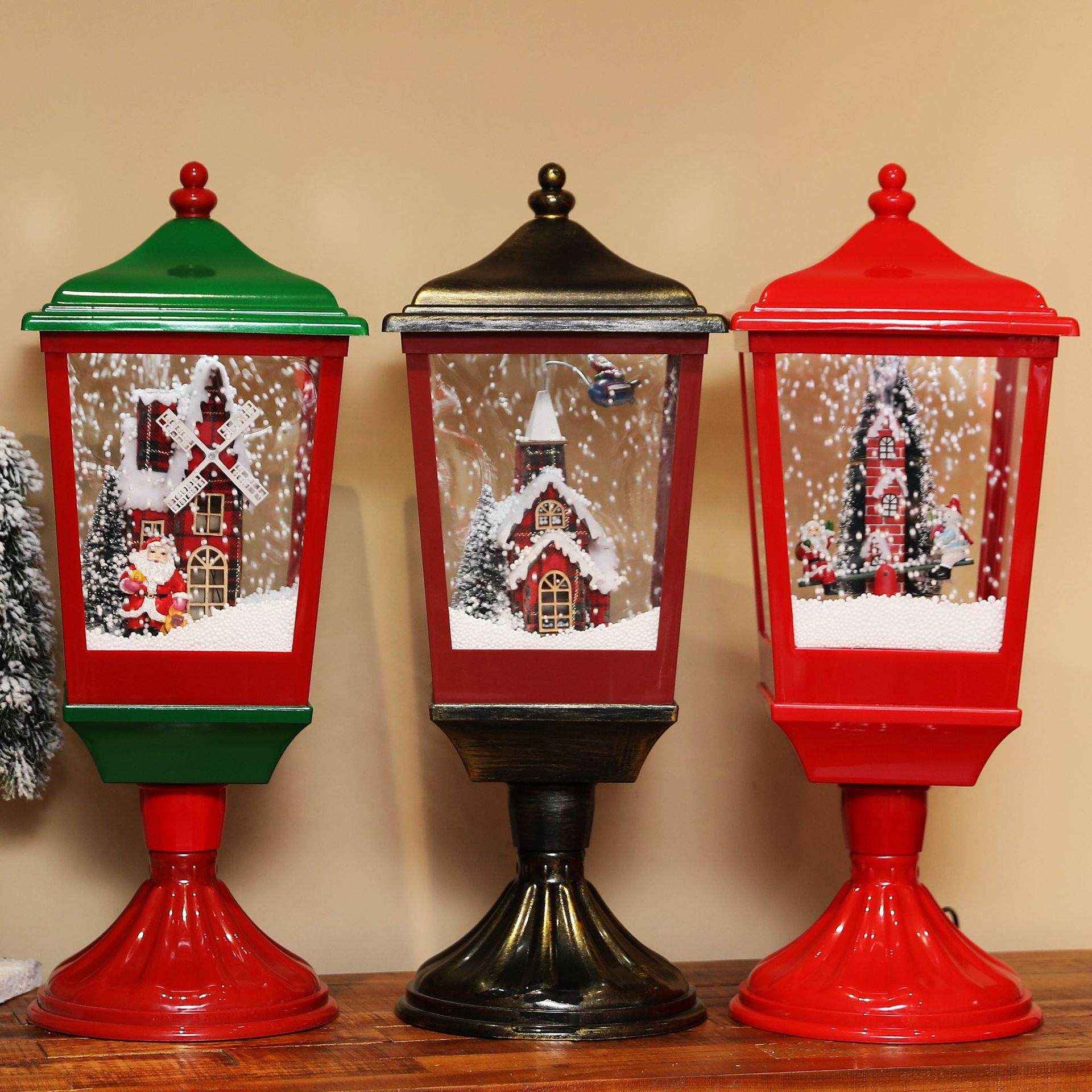 圣诞微景观老人摆灯雪人动态飘雪音乐迷你灯Christmas装饰迷你灯