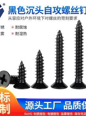 KA4x8→4x35黑色沉头自攻螺丝钉 GB846不锈钢高盐雾达克罗螺丝钉