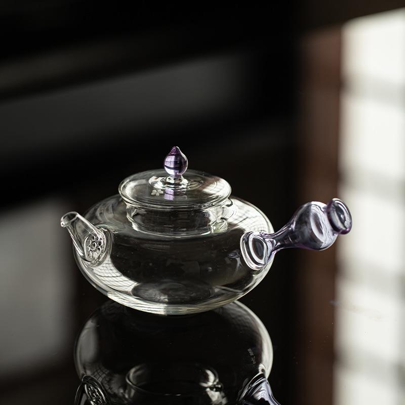耐高温侧把玻璃壶带过滤煮茶壶烧水壶花茶绿茶壶酒精炉温茶