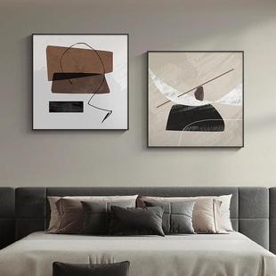 现代简约卧室床头装 饰画抽象沙发背景墙壁画侘寂风正方形客厅挂画